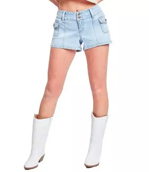 YMI Jeanswear Шорты-карго с низкой посадкой и 2 пуговицами спереди, синий