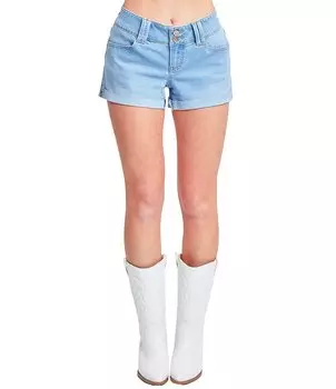 YMI Jeanswear Шорты с низкой посадкой и манжетами на 2 пуговицах спереди, синий