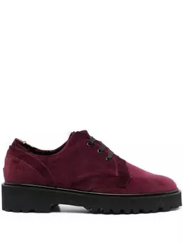 Yohji Yamamoto бархатные дерби на шнуровке, красный