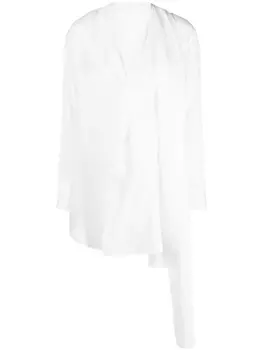 Yohji Yamamoto блузка асимметричного кроя с длинными рукавами, белый