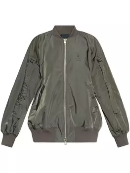 Yohji Yamamoto бомбер с нашивкой-логотипом, зеленый