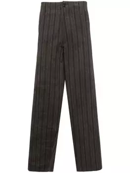 Yohji Yamamoto брюки с выбеленным эффектом, коричневый