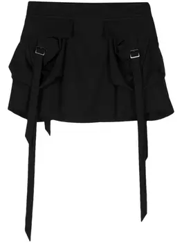 Yohji Yamamoto buckle-embellished wool mini skirt, черный