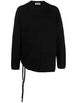 Yohji Yamamoto джемпер в рубчик с плетеным декором, черный