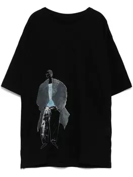 Yohji Yamamoto футболка с графичным принтом, черный