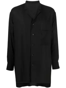Yohji Yamamoto куртка-рубашка с заостренным воротником, черный