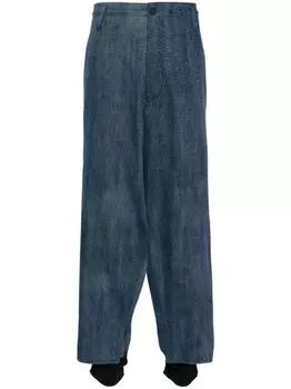 Yohji Yamamoto многослойные брюки широкого кроя, синий