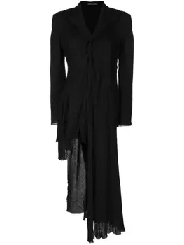Yohji Yamamoto однобортный блейзер асимметричного кроя с драпировкой, черный
