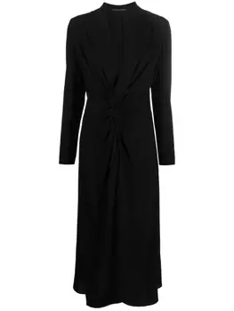 Yohji Yamamoto платье миди со сборками, черный