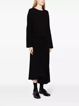 Yohji Yamamoto платье миди со складками, черный