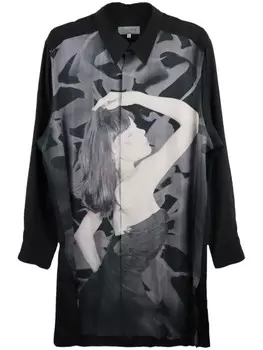 Yohji Yamamoto рубашка с длинными рукавами и иллюстрированным принтом, черный