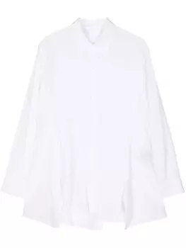 Yohji Yamamoto рубашка с длинными рукавами и драпировкой, белый