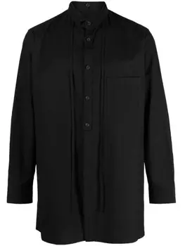 Yohji Yamamoto рубашка с косым воротником, черный