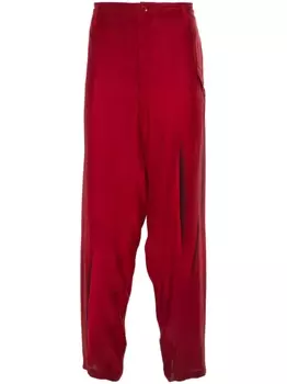 Yohji Yamamoto шелковые брюки с абстрактным принтом, красный