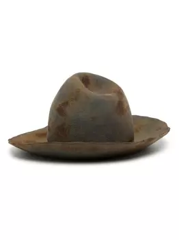 Yohji Yamamoto шерстяная шляпа с эффектом потертости, коричневый