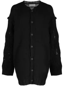 Yohji Yamamoto шерстяной кардиган с приспущенными плечами, черный
