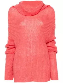 Yohji Yamamoto свитер с воротником-хомутом, розовый