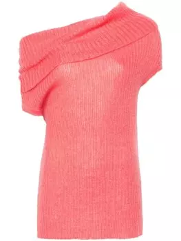 Yohji Yamamoto топ с воротником-хомутом, розовый