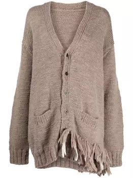 Yohji Yamamoto вязаный кардиган с V-образным вырезом, коричневый