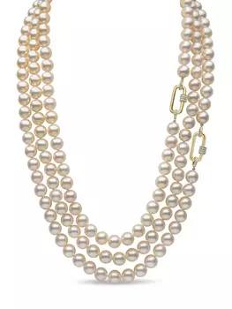 Yoko London колье Classic из желтого золота с бриллиантами и жемчугом, золотой