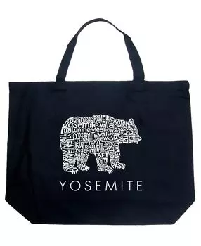 Yosemite Bear — большая сумка-тоут Word Art LA Pop Art, черный