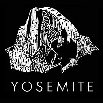 Yosemite — мужская футболка с рисунком Word Art LA Pop Art, черный