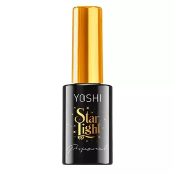 Yoshi, Гибридный топ для ногтей Star Light No Wipe с золотыми звездами, 10 мл