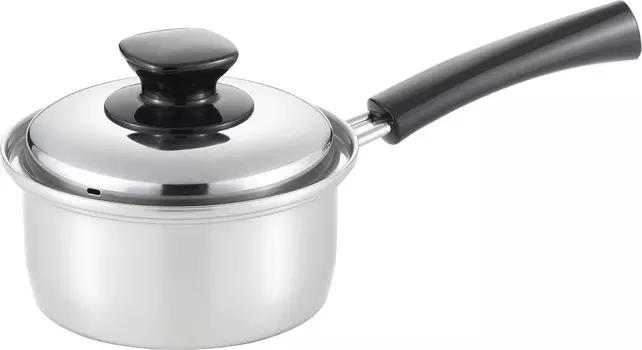 Yoshikawa SJ3392 Одноручная кастрюля, 5,5 дюймов (14 см), сделано в Японии, совместима с газовым пламенем и индукцией, встроенная, серебристая, Silver