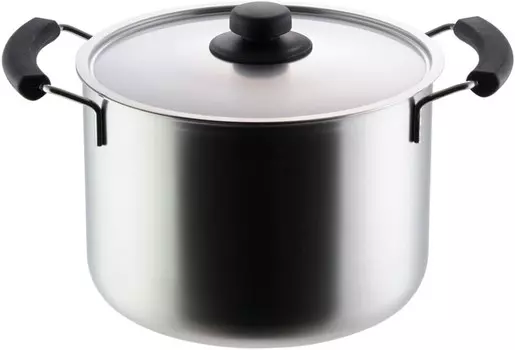 Yoshikawa YH8684 Глубокая кастрюля с двумя руками, серебро, 8,7 дюйма (22 см), приготовление семян, Silver