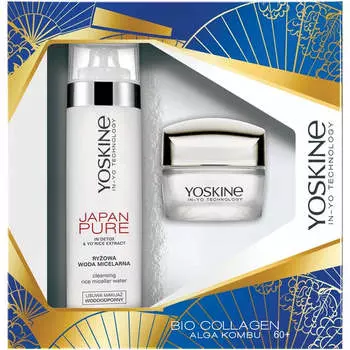 Yoskine Bio Collagen Day Cream Set 60+ 50мл + мицеллярная вода Japan Pure Rice 200мл