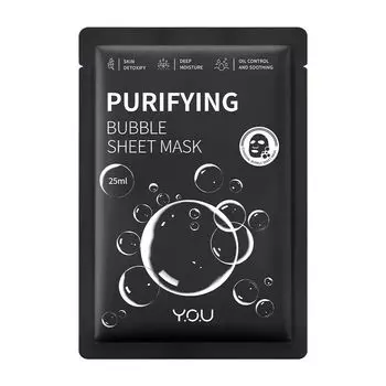 You Y.O.U Очищающая тканевая маска с пузырьками 1шт, Black