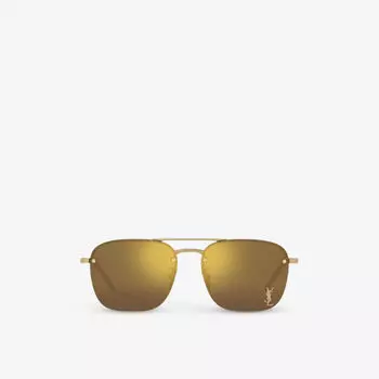 YS000490 SL 309 M солнцезащитные очки в металлической прямоугольной оправе Saint Laurent, желтый