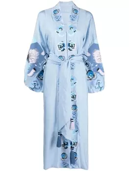 Yuliya Magdych жаккардовое платье с цветочным принтом, синий