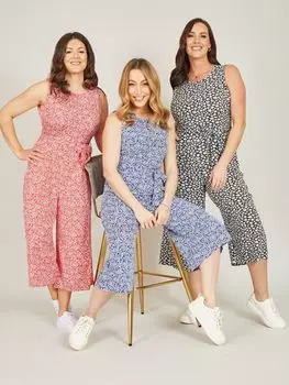 Yumi Mela London Комбинезон-кюлот без рукавов Ditsy Daisy, красный