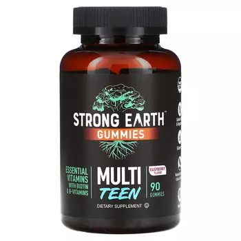 YumVs, Strong Earth, жевательные мармеладки для подростков, малина, 90 жевательных таблеток