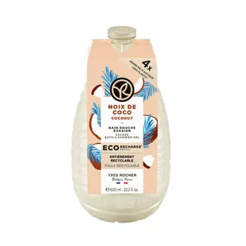 Yves Rocher, Гель для душа и ванны Кокос, сменный блок, 600 мл