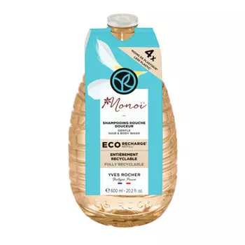Yves Rocher, Шампунь-гель для душа Monoi, сменный блок, сменный блок, 600 мл