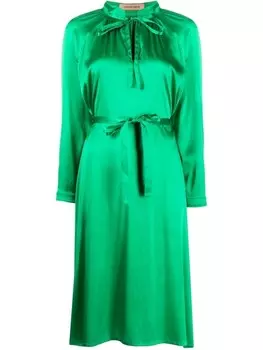 Yves Salomon атласное платье с завязками, зеленый