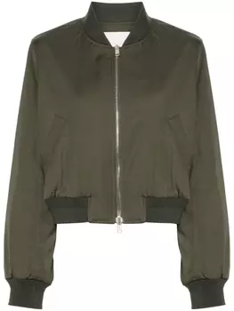 Yves Salomon бомбер с нашивкой-логотипом, зеленый
