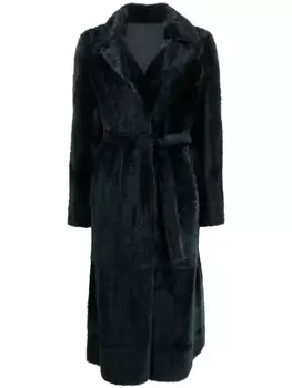 Yves Salomon длинная двусторонняя шуба, синий