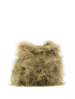 Yves Salomon клатч с перьями, зеленый