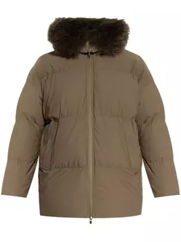 Yves Salomon куртка-пуховик большого размера, зеленый