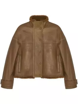 Yves Salomon куртка с подкладкой из овчины, коричневый