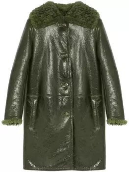 Yves Salomon лакированное пальто, зеленый