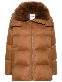 Yves Salomon непромокаемый пуховик, коричневый