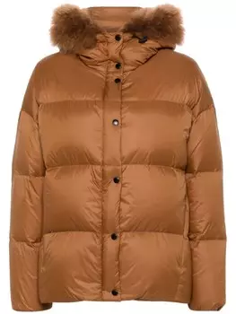 Yves Salomon непромокаемый пуховик, коричневый