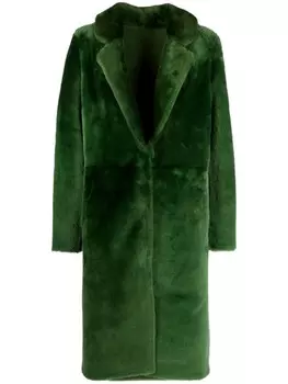 Yves Salomon однобортная шуба оверсайз, зеленый