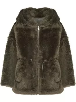 Yves Salomon пальто с кулиской, зеленый