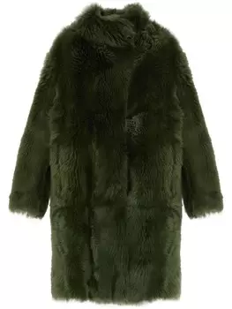 Yves Salomon пальто с поясом, зеленый