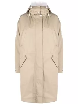 Yves Salomon парка миди с капюшоном, нейтральный цвет